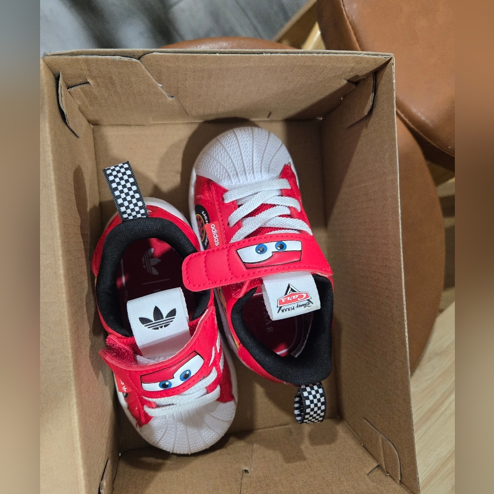 Adidas Kids Red and White Sneakers